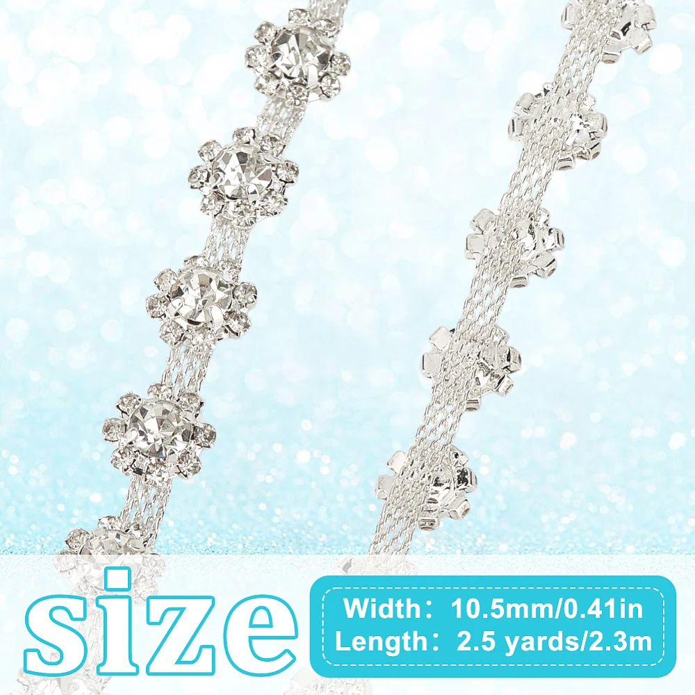2.5Yards Rhinestone Trim Chain Rhinestones Chain for Clothes Applique Stringing Ribbon for Sewing DIY Jewelry Wedding Party