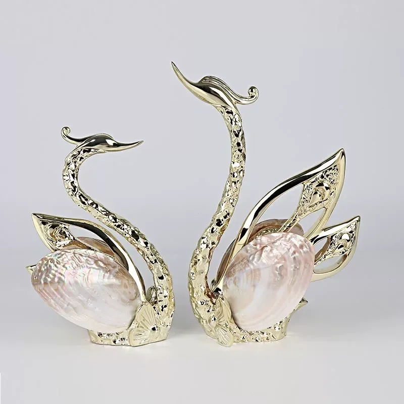for European resin electroplating stickers natural shells happy swan ornaments wedding gifts soft accessories home