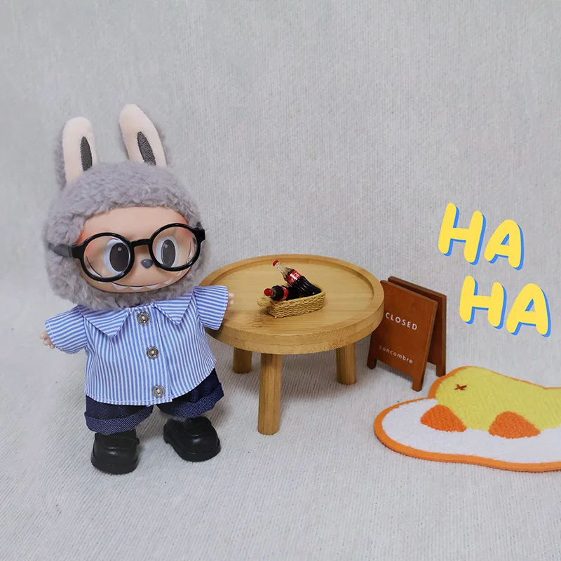 ملابس أطفال لحفلات الجلوس من Labubu ملابس صيفية من سلسلة Labubu من الفينيل القطيفة من الجيل الأول والثاني أحذية صندوق أعمى