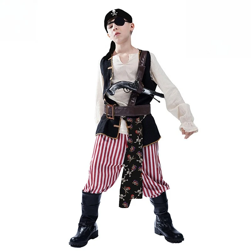 فساتين حفلات الهالوين أزياء تنكرية للمسرح أزياء مسرحية للأطفال أزياء القراصنة الصبي الصغير