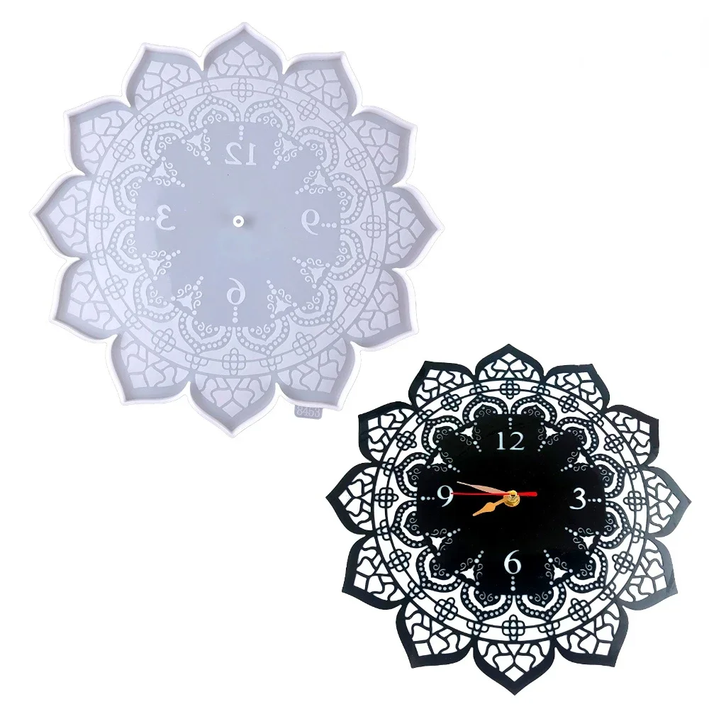 

Round Mandala Clock Silicone Molds DIY Handmade Crystal Round Clock Wall Decoration Epoxy Resin Mold