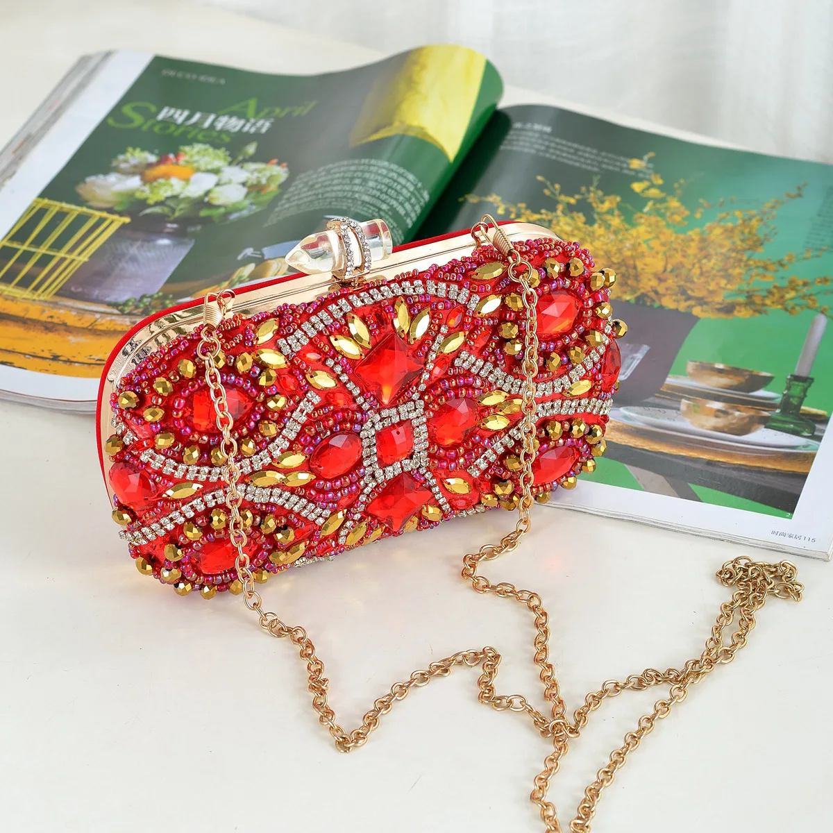 Handtasche im europäischen und amerikanischen Stil, Party-Abendtasche, Kettentasche – Detail 5
