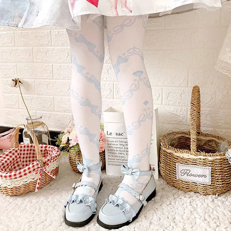 Anime Heks Lolita Witte Kousen Harajuku 3D Gedrukt Zoete Kawaii Kousen Vrouwen Leuke Kousen Fluwelen Hoge Overknee Sokken