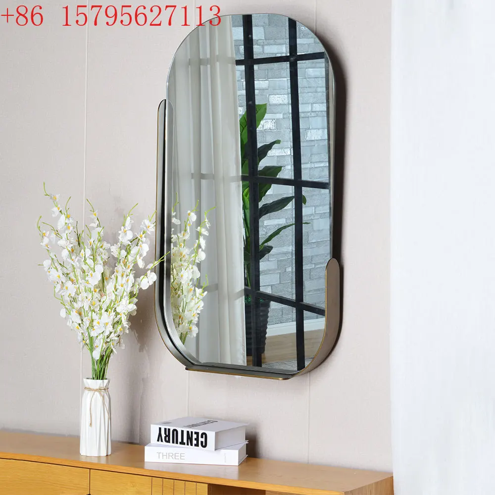 

Скандинавское простое латунное металлическое каркасное декоративное зеркало на заказ, зеркало для макияжа, фурнитура, зеркало для ванной комнаты