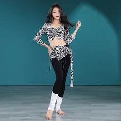 Belly Dance Costume for Women Long Sleeves Top Oriental Professional Set Belly Dancing leopard print Practice Clothes