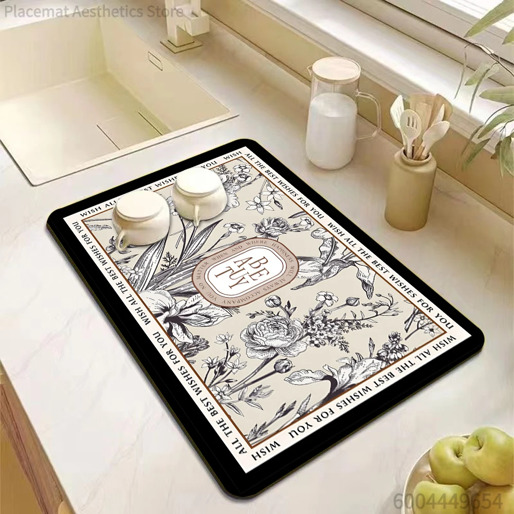 Large Kitchen Super Absorbent Drain Pad Quick Dry Heat Resistant Mat Coffee Dinnerware Pad Table Placemat