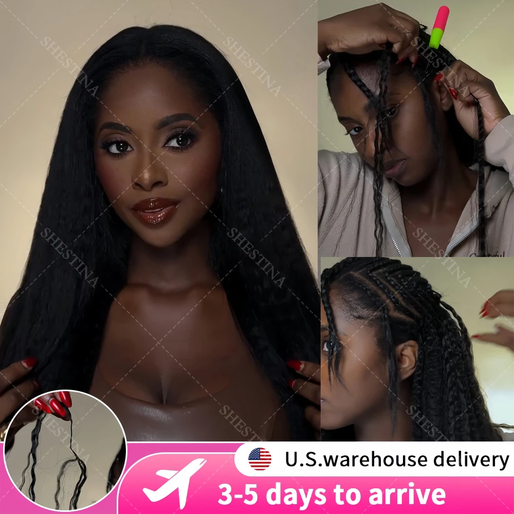 

12A Pre looped Kinky Straight Feather Crochet Hair Bulk Extension Yaki Wave Pre Separated Knotless Crochet Hair For Boho Braids