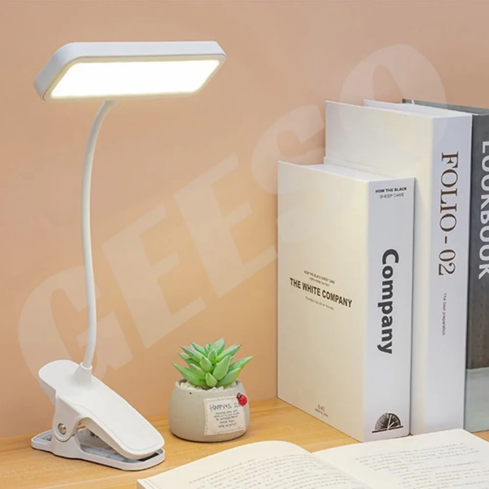 Clip Wireless Table Lamp Eye-Caring 3 Brightness Adjustable Touch Switch Rechargeable & USB Plug LED Reading Desk Lamp Table Lig