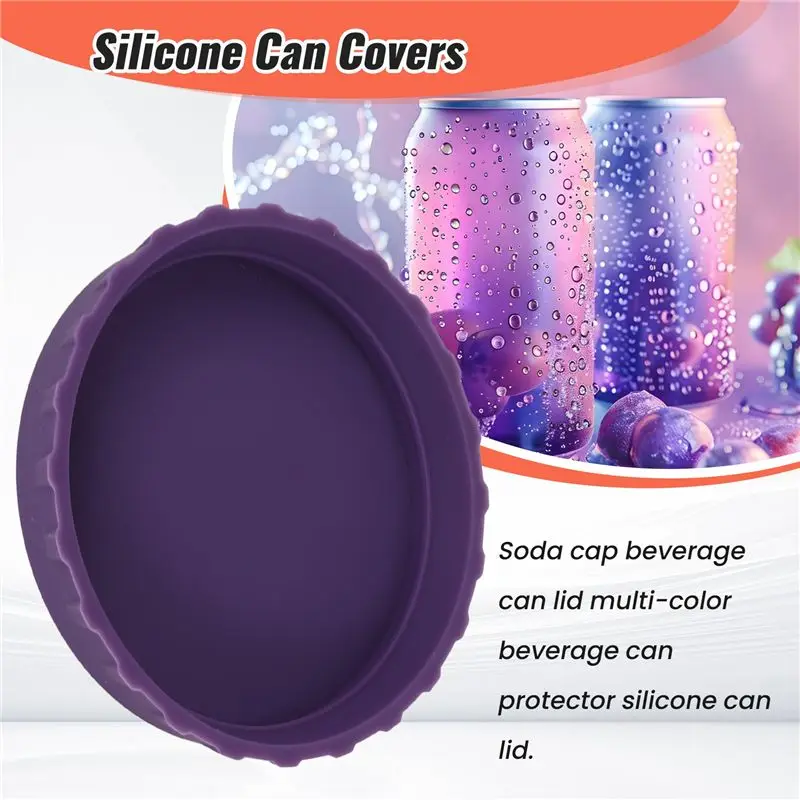 M12K-6Pcs Soda Lid Covers Beverage Can Lid Multi-Color Beverage Can Protector Silicone Can Covers