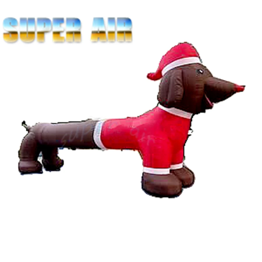 Christmas Outdoor Cartoon Decoration brown Inflatable Christmas Dog with long body