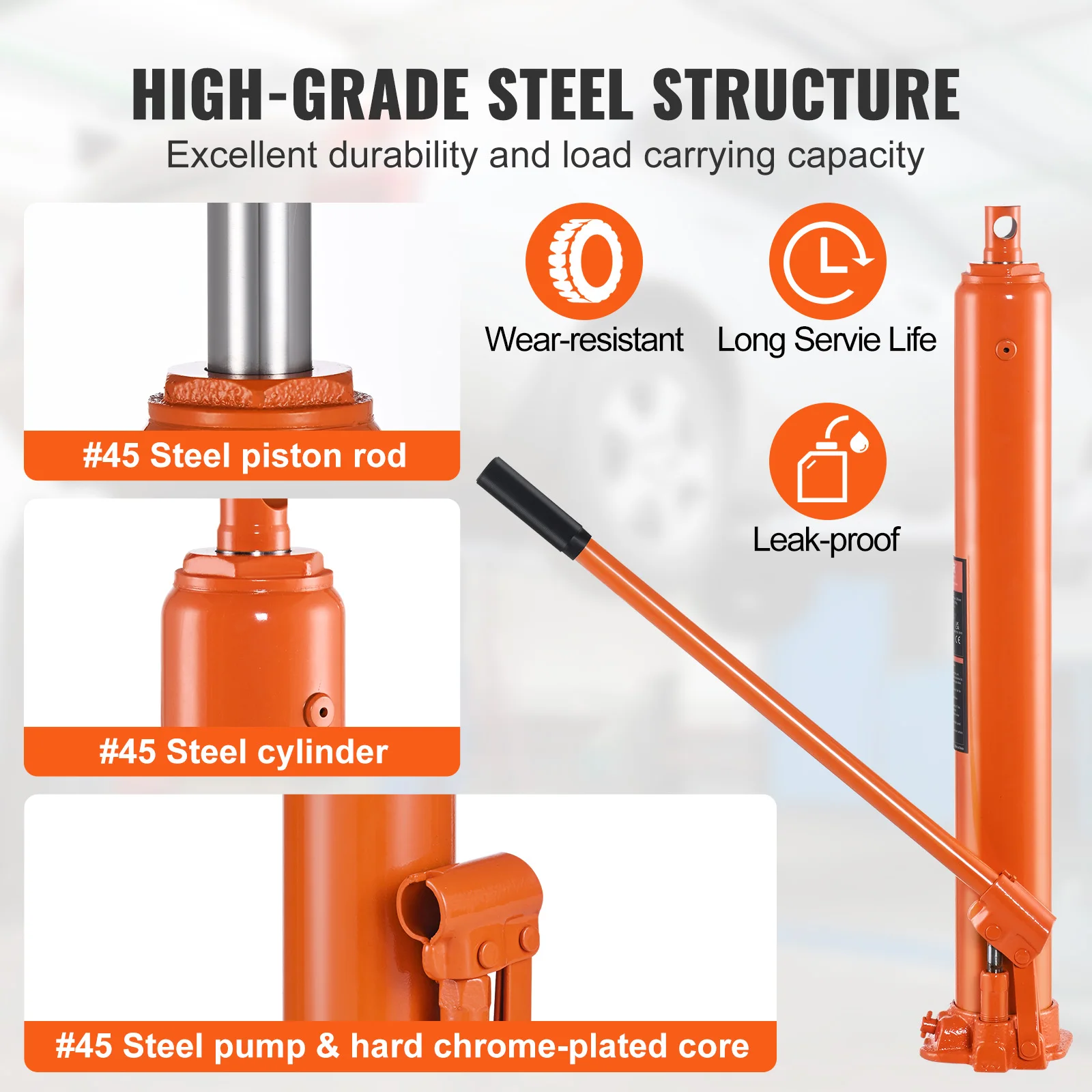 Hydrauliczny podnośnik długi VEVOR 4-tonowy siłownik podnośnika silnika z pompą jednopłokową Hydrauliczny siłownik pompy podnośnika silnika