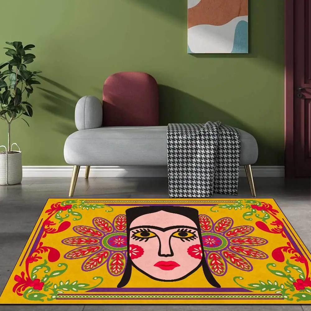 

Ethnic Style Gorgeous Face 3D Print Carpets for Home,Living Room,Bedroom,Soft Flannel,Bedside,Sofa Floor Mat,Kids Play Area Rugs