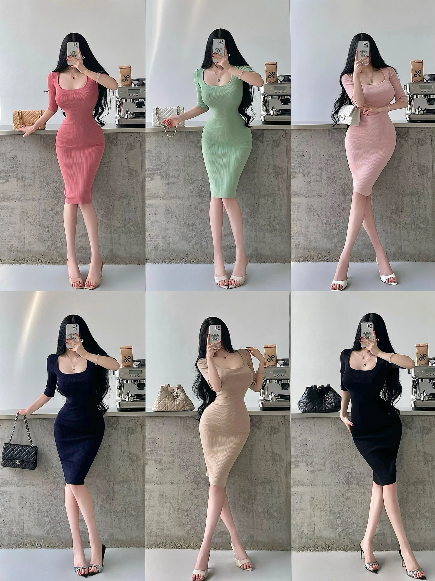 Sexy Mid-Length Knitted Dress U-Neck Slim-Fit Sleeveless Bodycon Dress for Young Girls Autumn Wear Casual Chinese Style