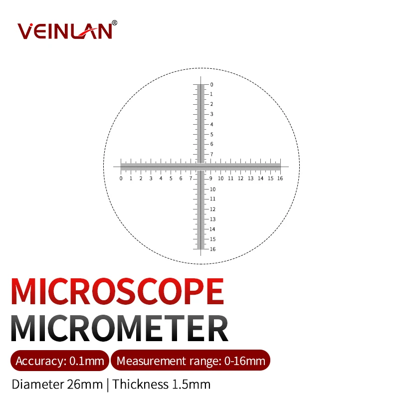 

Calibration Board, Microscope Measurement Calibration Ruler, with 0.05 mm and 0.1 mm Precision Eyepiece Scale, Cross Scale