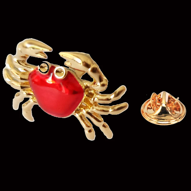 Copper material small animal crab brooch fashionable men's suit coat lapel pin women's hat backpack badge