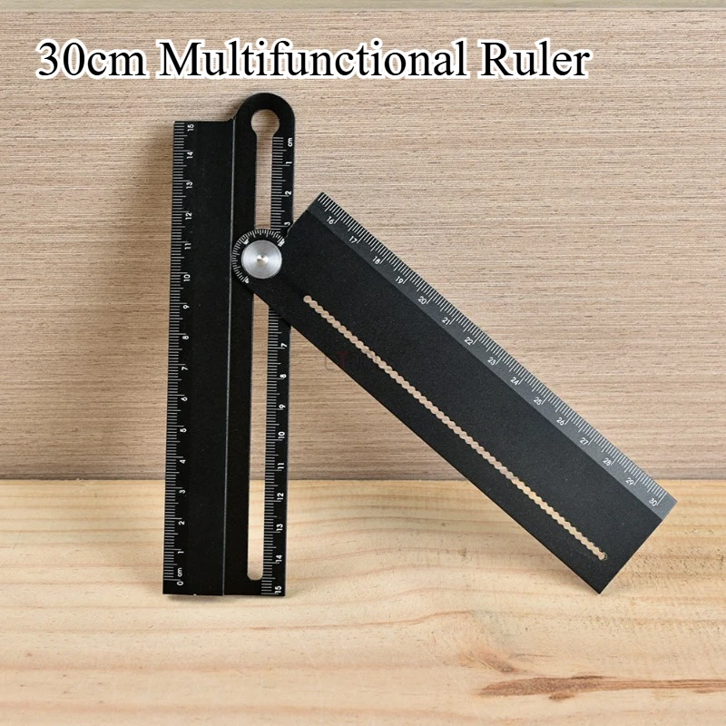 

30cm Multifunctional Ruler Angle Ruler Compass Aluminum Alloy Gauge Professional Measuring Tools Woodworking Auxiliary Tools