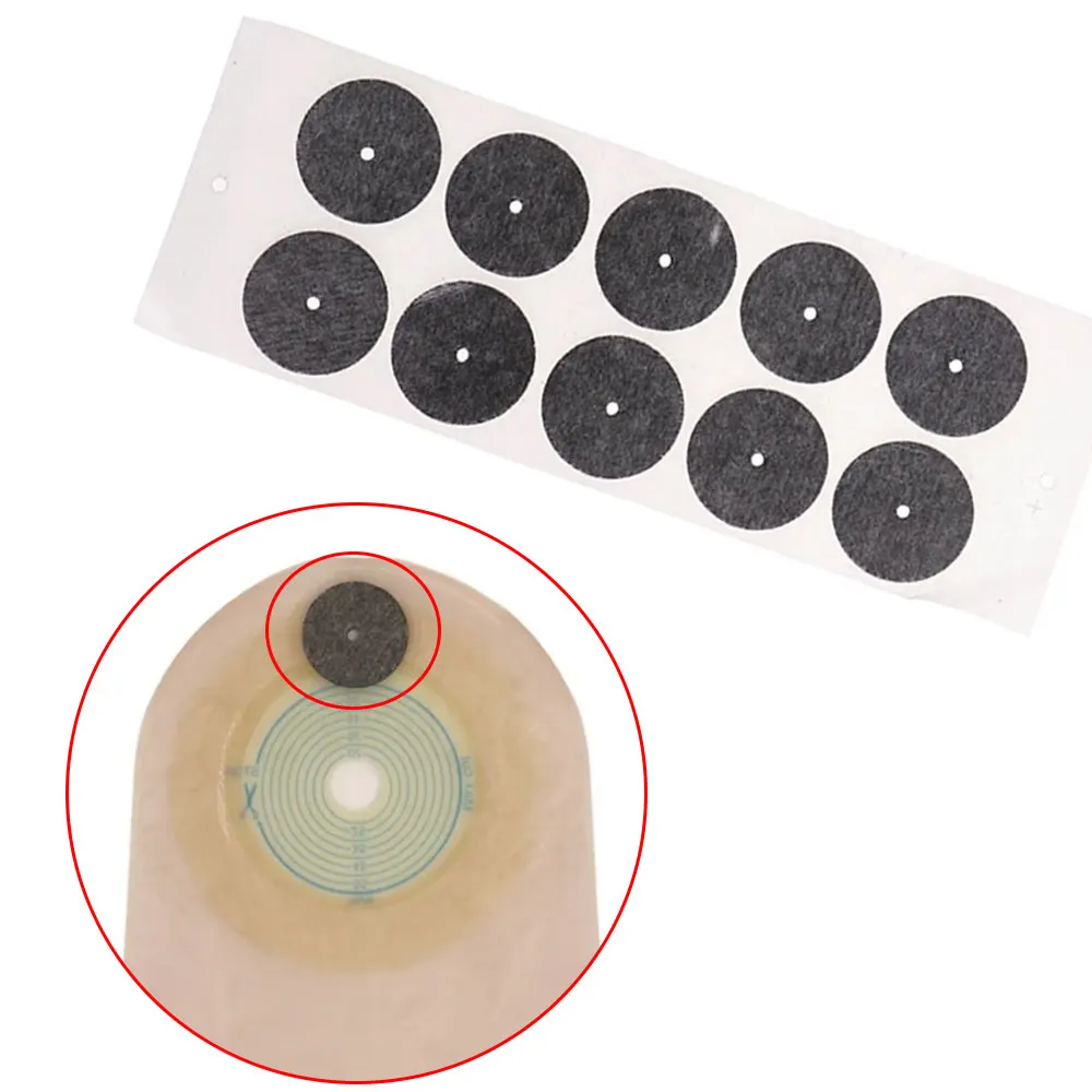 10Pcs/Sheet Disposable Activated Carbon Anorectal Ostomy Bag Filter Sheet Absorb Exhaust Deodorize Ostomy Bag Stoma Care