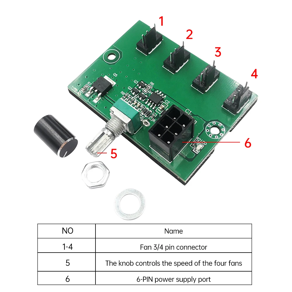 DC 12V 4/8-way Fan Speed Controller 2-pin 3-pin 4-pin Interface Fan Speed Controller Shutdownable Motor Speed Controller