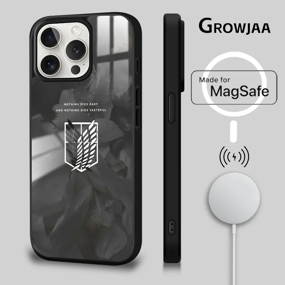 

Hot Anime Attack on Titan Phone Case For iPhone 16 15 14 13 12 11 Pro Max Plus Mini Magsafe Mirror Wireless Magnetic Cover