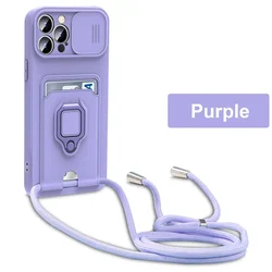 For Samsung Galaxy S25 S24 S23 S22 S21 S20 Ultra FE Plus A73 A53 A21S A32 A54 A52S A34 Case Cover Card Rope Shoulder Strap Shell