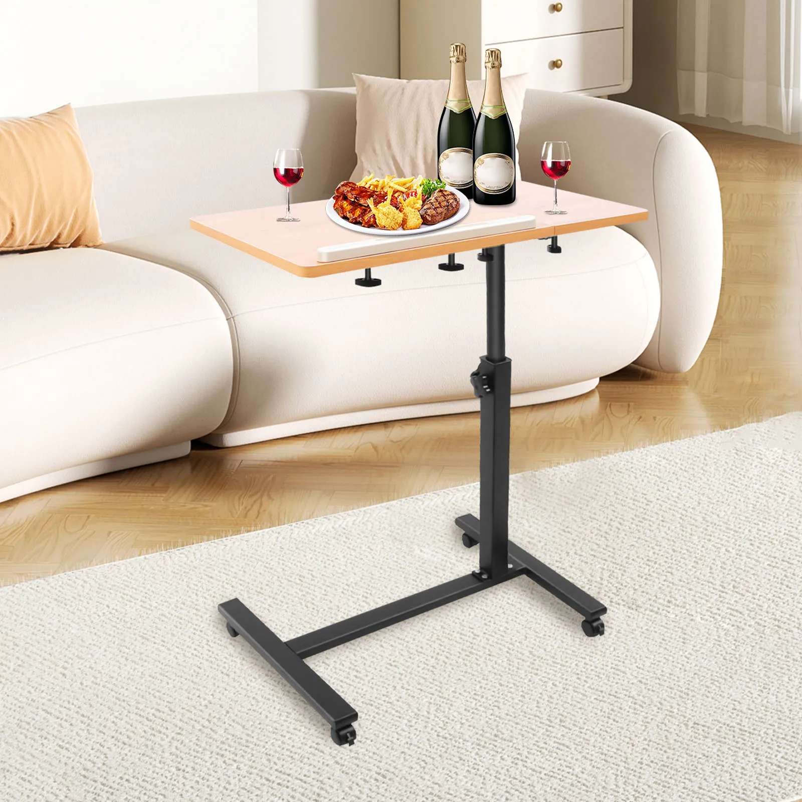 Mobile Stand Home Office Laptop Desk Rolling Adjustable 360 Rotation Computer Home Office Tray Standing Rolling Study Table