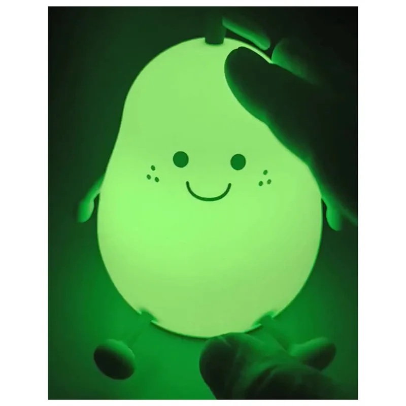 LICE-Usb Lampu Malam LED Dapat Diredupkan Isi Ulang 7 Warna Lampu Meja Samping Tempat Tidur Berbentuk Pir Lucu Dekorasi Ruangan untuk Anak-anak