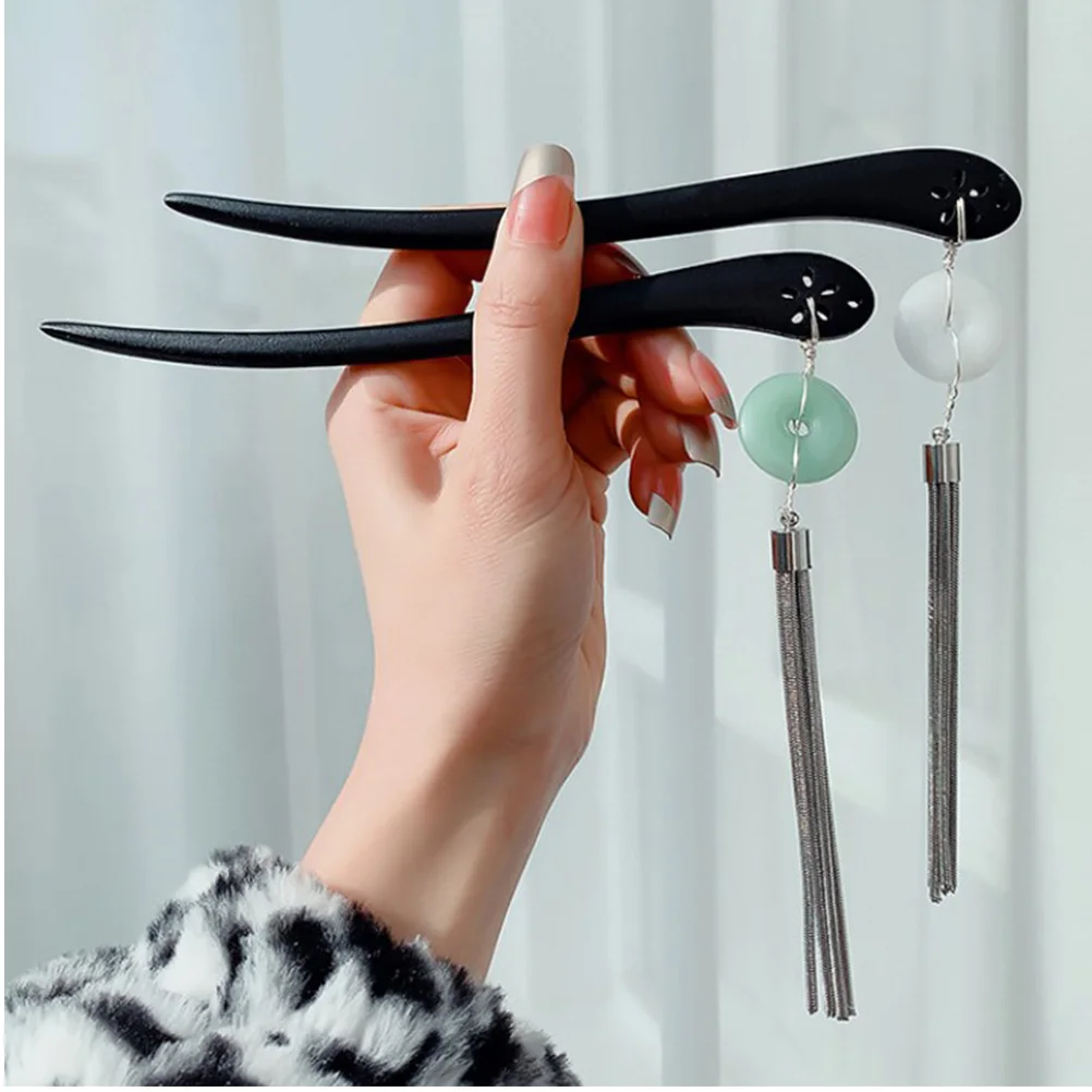 

Hairpin Headdress Synthetic Jade Stick Wood Bun Ancient Chinese Wooden Chopstick Retro Hair Pin Hanfu Headdress