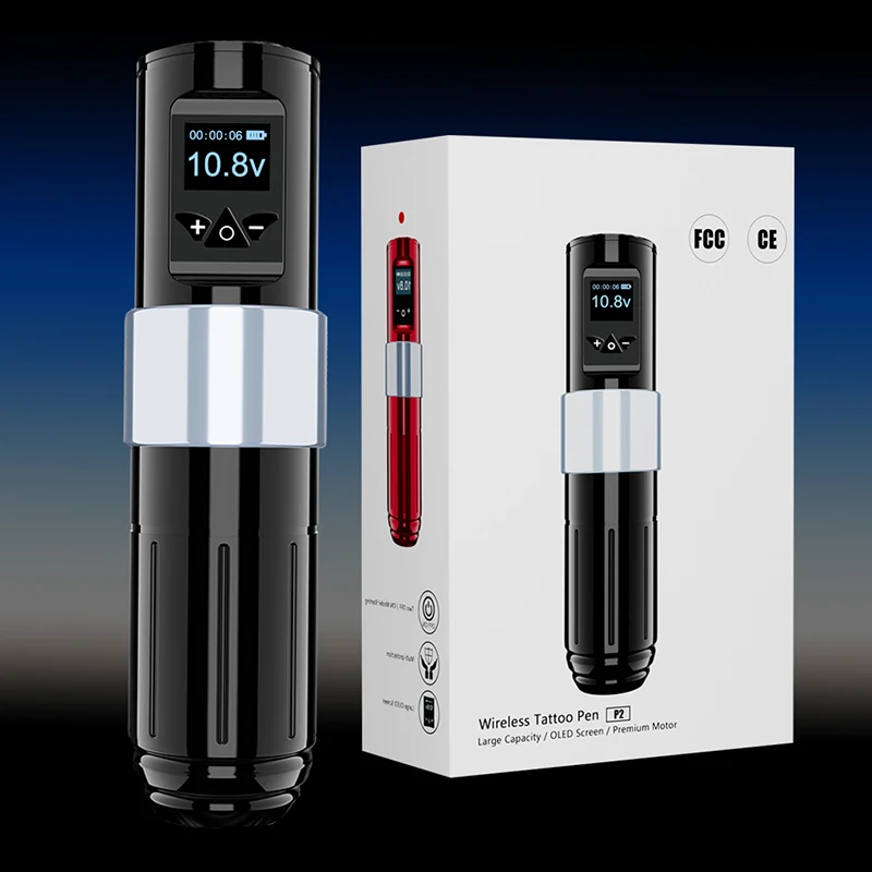 

New W2 Wireless Tattoo Machine Powerful Coreless Motor 1700mAh Lithium Battery LED Digital Display Tattoo Equipment Set