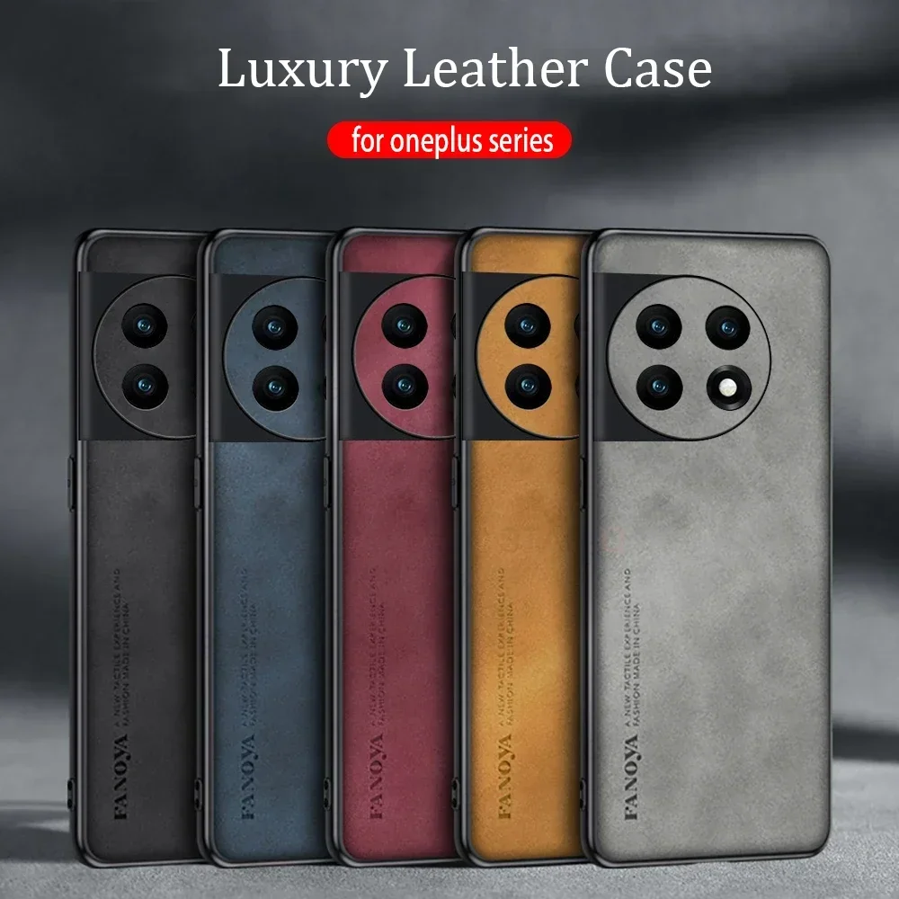 One Plus 10t 10r 9r 11r 2v Funda de piel de oveja de lujo para Oneplus 11 Ace 2 10 Pro 9 R T 5g 9RT hombres Retro contraportada Oneplus11