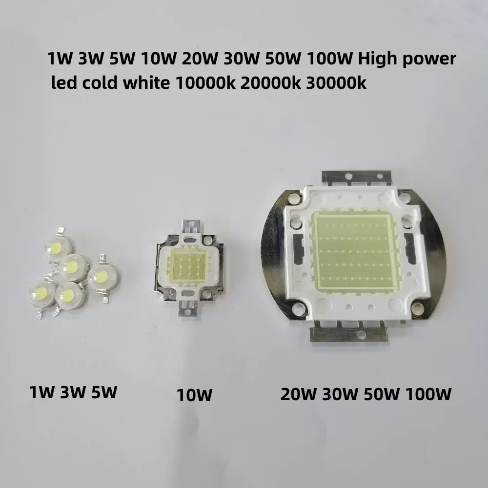 1W 3W 5W 10W 20W 30W 50W 100W Warm Cold White 10000k 20000k 30000k High Power Led Light Bulb Chip Bead Floodlight Smd Diode