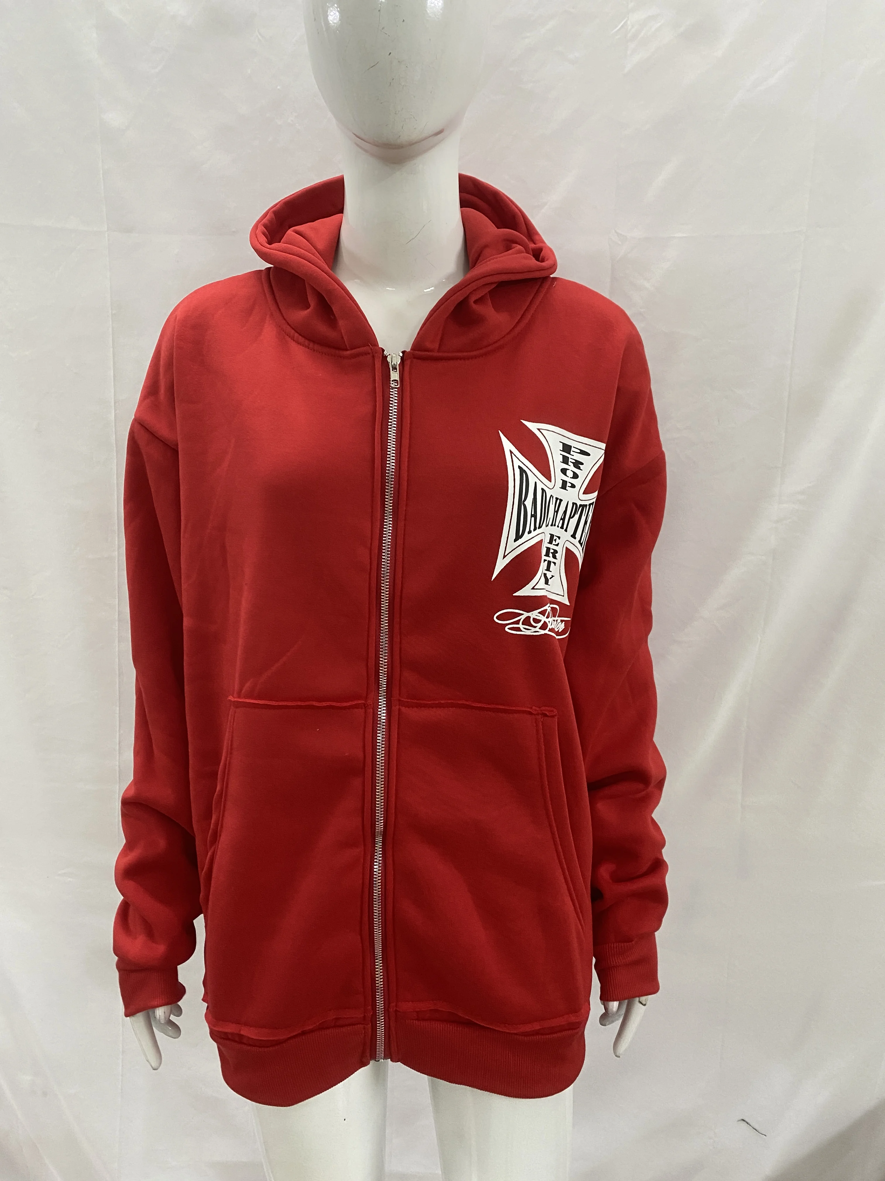 

Harajuku Gothic Vintage Zipper Hooded Cardigan Oversized Sweatshirt Unique Streetwear Brand Printed Fashion Jacket Y2K Clothing