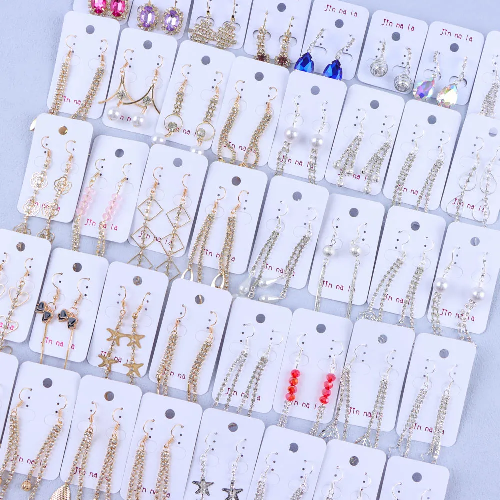 10/20/30/50Pairs Elegant Classic With Shiny Rhinestone Decor Pendant Earring Trendy Female Ornament Jewelry Party Gift Wholesale