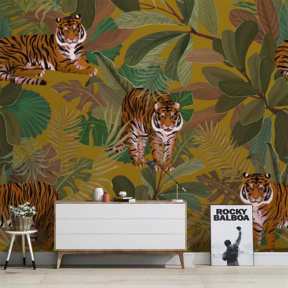 custom Southeast Asia animal plant wall paper TV background wallpaper restaurant living room mural bedroom decoration