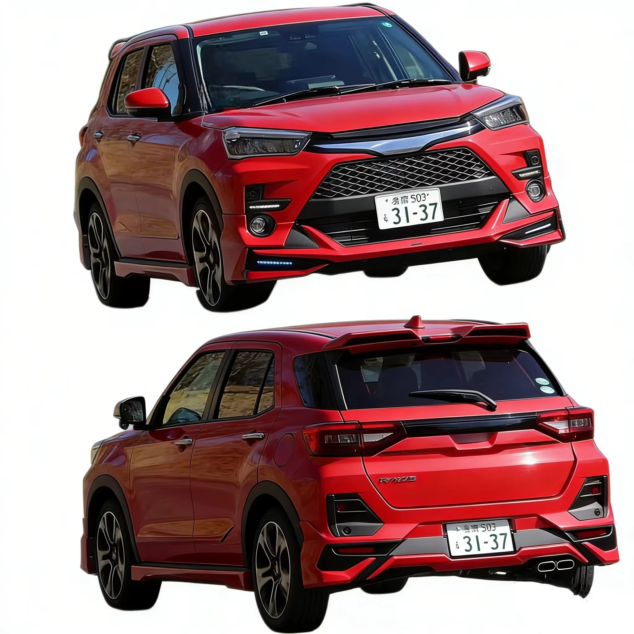 Car Body Kit for Toyota Raize 2019-2021 No Color Car Bodykit ABS Plastic Front Lip Rear Lip & Side Skirts Parts Accessory
