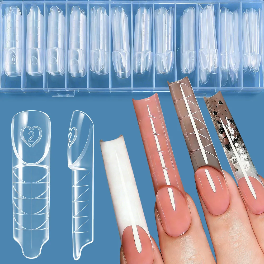 

60/75/150 шт. удлиненные двойные формы для французского маникюра, двухслойные шаблоны для наращивания ногтей, 15 размеров, многоразовые, для самостоятельного французского маникюра