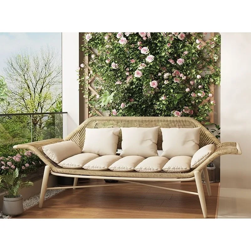 Lazy sofa chair household simple rattan chair double outdoor sofa courtyard chaise longue