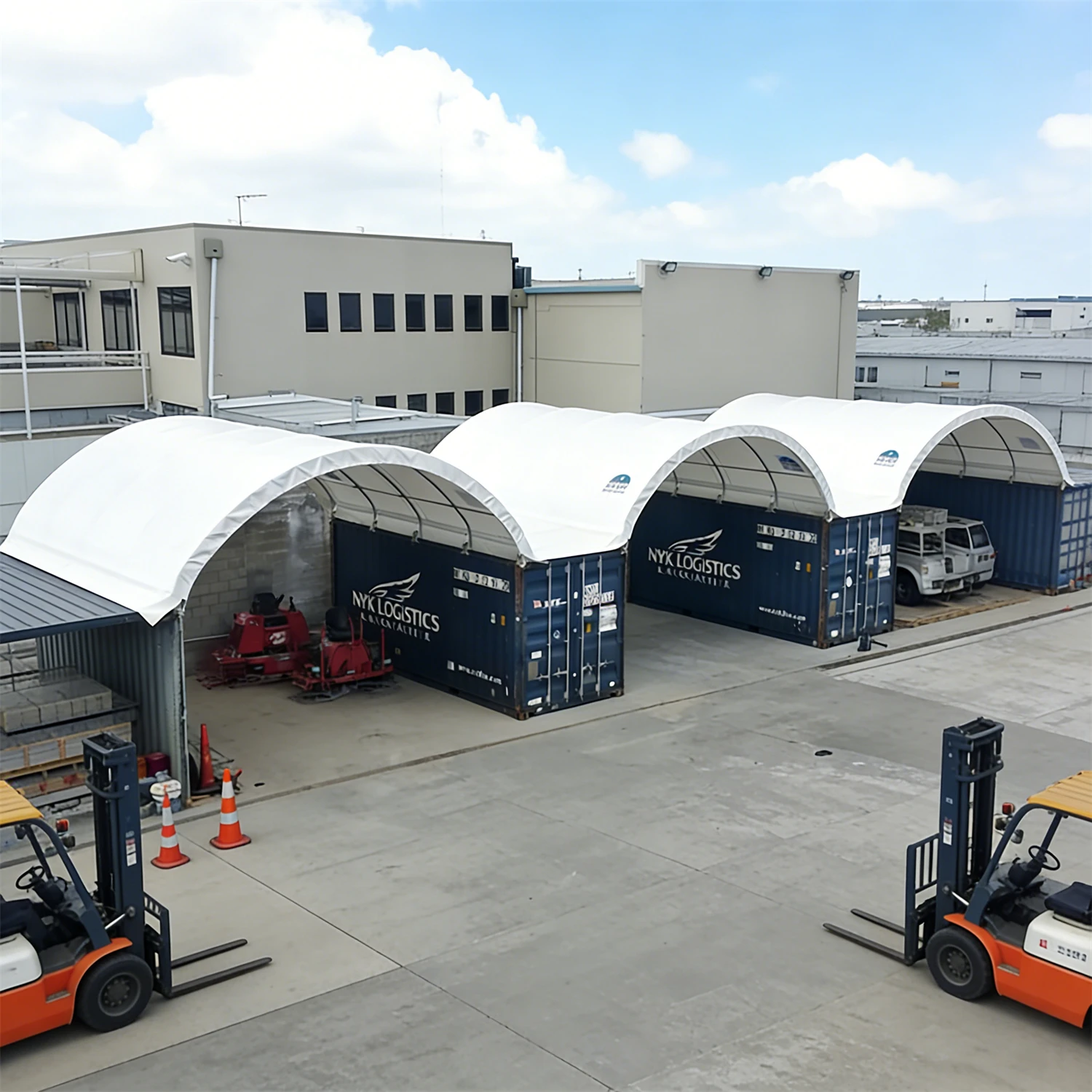 Outdoor Quick Assembly Container Shelter PVC Peak Roof Heavy Duty Canopy for Shipping Container Storage Car Parking & Garage