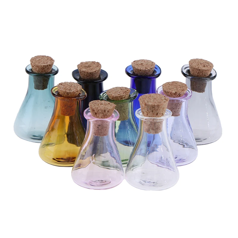 Mini bouteille de couleur en verre, 2 pièces, bouteille de souhait, petits pots, flacons, Mini bouteille de rangement
