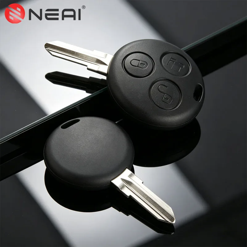 NEAI Remote Car Key Shell For Mercedes Benz Smart Fortwo 450 Forfour 451 Roadster Coupe City 1998 3 Button Uncut Blade Fob Case