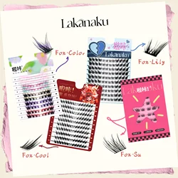LAKANAKU Fox Eye Cluster Lashes Fluffy Lashes DIY Individual Eyelash Extensions Cosplay Eyelashes Cat Eye Puppy Eye