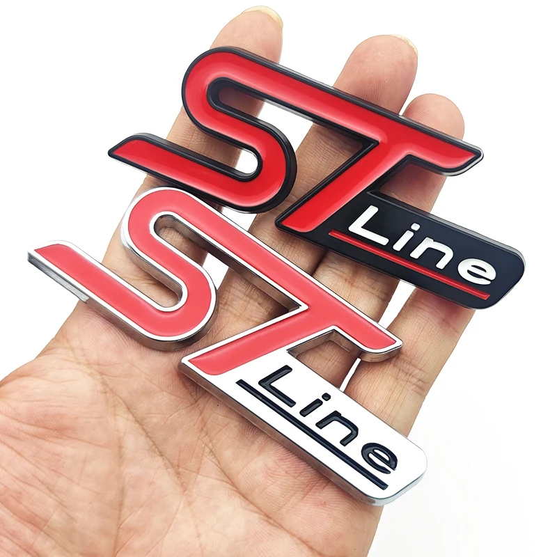 3D Metal Car Rear Trunk Front Grill Logo ST Line Emblem For Kuga Edge Puma Fiesta Focus ST Sticker ST Line Badge Accessorie
