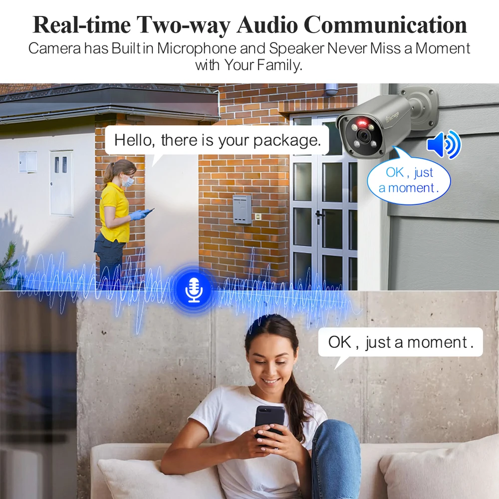 Techage 8CH 4K UHD 8MP PTZ POE Camera System Outdoor AI Human Detect Two-way Conversation CCTV Video Surveillance H.265 NVR Kit