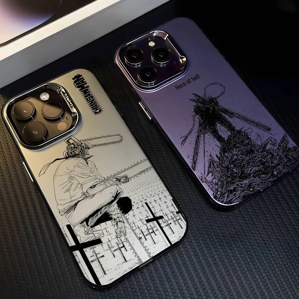 C-Chainsaw ManS Denji MAKIMA Phone Case For IPhone 17 16 15 14 13 12 11 Pro Max Air Multicolor Matte Laser Metallic Aurora Funda