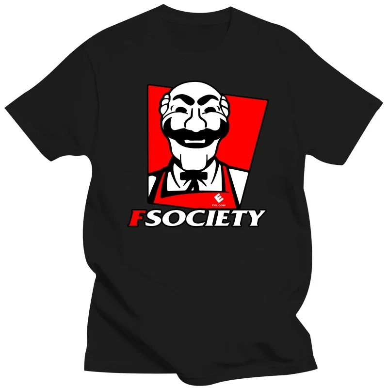 Funny Mr Robot FSociety Tshirt Men Short Sleeve Casual Hacking T-shirt Hacker T Shirt Loose Fit 100% Cotton Geek Tee Tops Gift