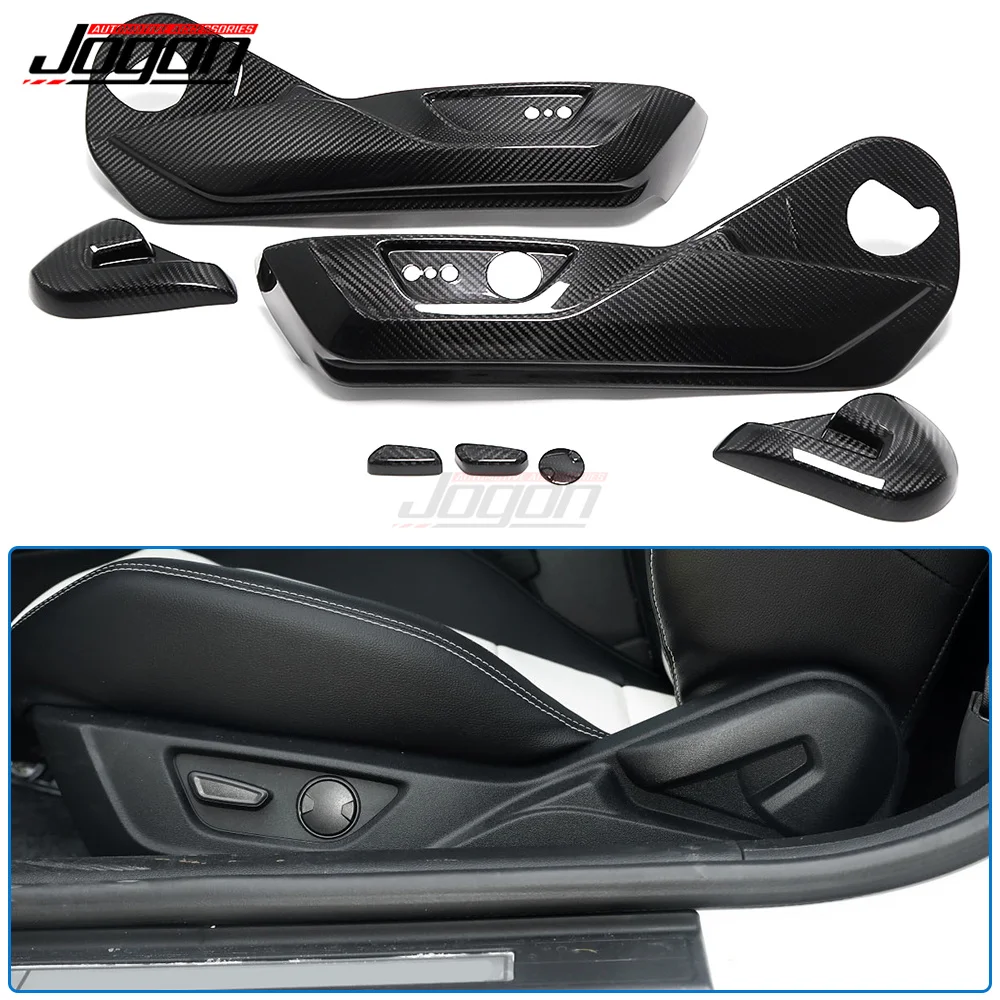 Dry Carbon Fiber Car Interior Seat Adjustment Button Switch Control Cover Panel Trim Decoration Car Styling for Ford Mustang LHD