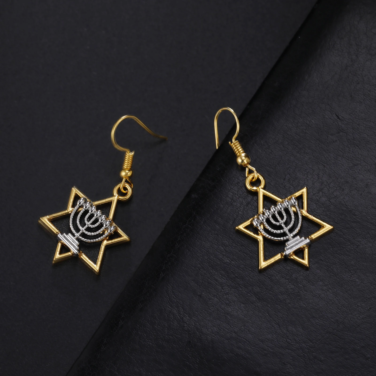 LIKGREAT Hanukkah Menorah Candles Drop Earrings Star Of David Earrings For Women Israel Faith Lamp Jewish Jewelry Hebrew Amulets