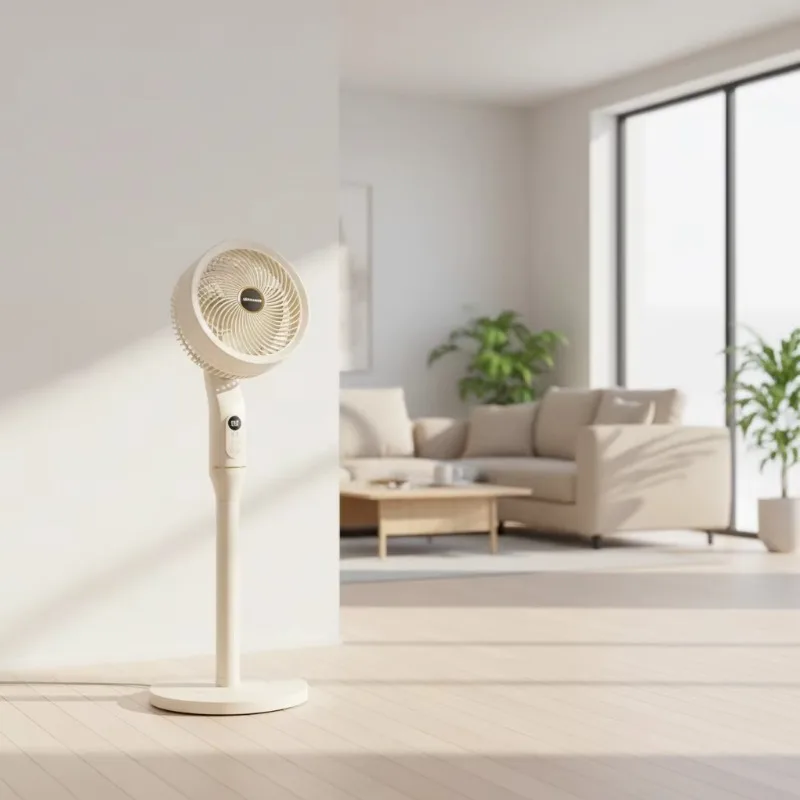 

Electric Air-Cool Plastic Floor Standing Fan with Height Adjustment Digital Display 3-Speed Timer Remote Control