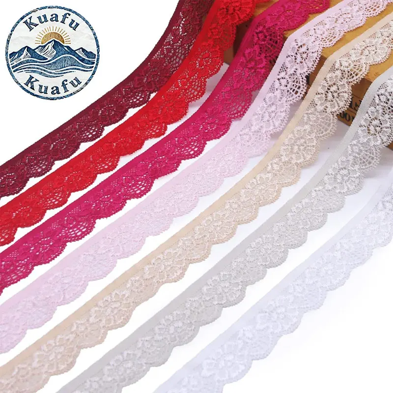 2/5/10 Yards elastische Spitzenborte, 25 mm, dehnbares, besticktes, elastisches Spitzenband, Stoff für DIY-Bekleidung, Unterwäsche, Nähzubehör