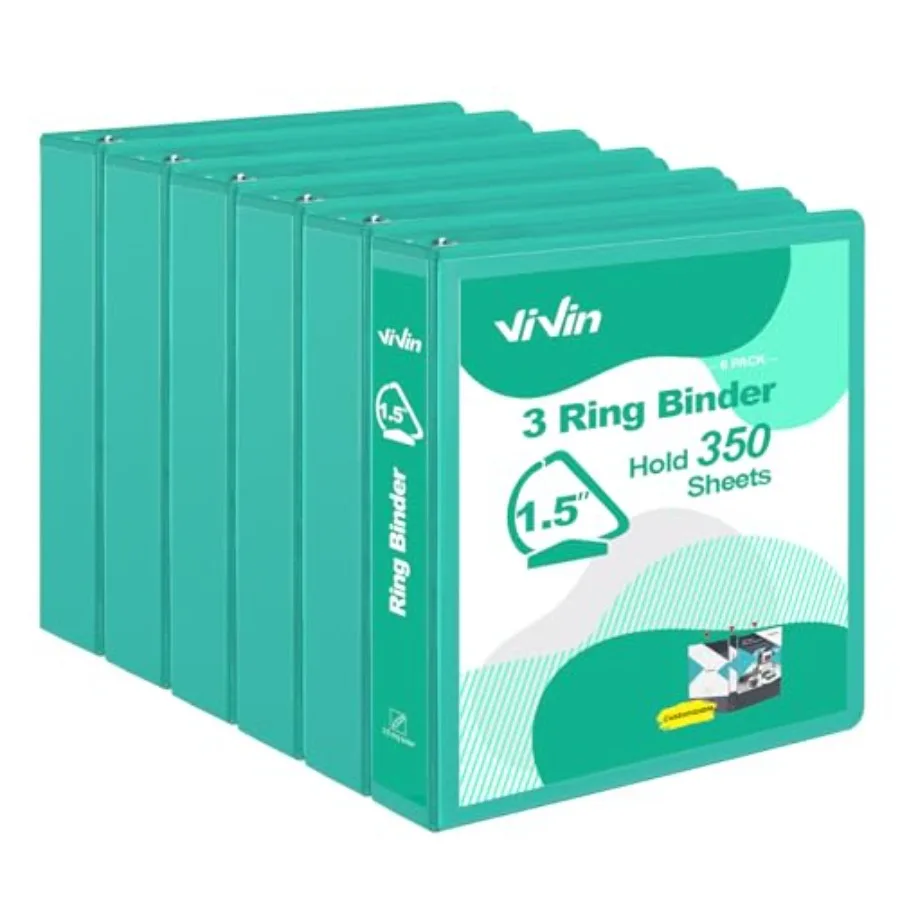 

Sturdy.5 3 Ring Binder with Pockets Slant-D Ring PVC-Free Customizable Clear View Bder Holds 350 Sheets of 8.5" x " Paper 6 Pac