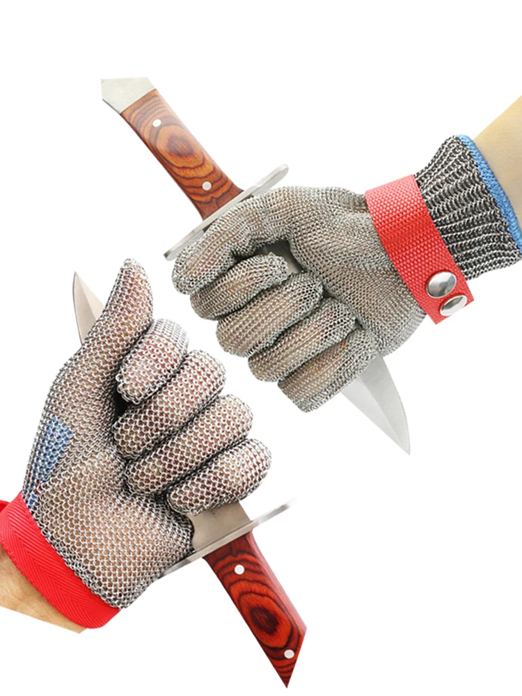 

Anti-Cutting Steel Wire Gloves Stainless Steel Metal Fish Killing Soft Iron Gloves Five-Finger Knife Cutting